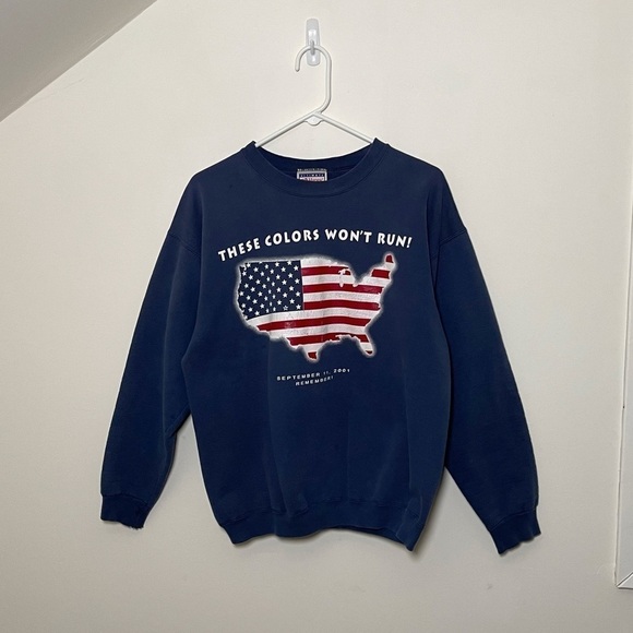 Vintage 90s Never Forget USA America 9/11 Crewneck Sweatshirt - Picture 1 of 6